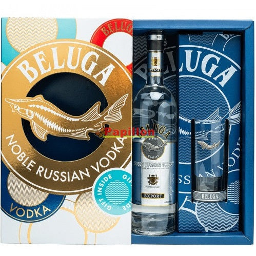 Beluga Noble Russian Vodka Gift + Longdrink Glass 40%